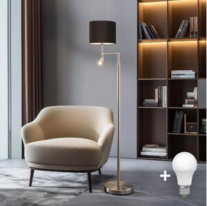 Eglo Eglo - LED Lampa podłogowa TUNJA 1xE27/60W/230V + LED/2,1W śr. 30 cm chrom/brązowy EG32514D