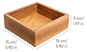 Drewniana Tacka na Drobiazgi i Przyprawy | CREATIVE DECO | Drewno Bukowe 15 x 15 x 5 cm | Naturalny