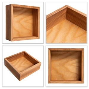 Drewniana Tacka na Drobiazgi i Przyprawy | CREATIVE DECO | Drewno Bukowe 15 x 15 x 5 cm | Naturalny