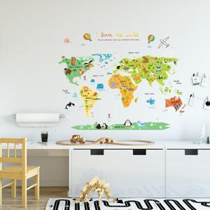 PIPPER | Naklejka na ścianę "Kolorowa mapa świata" 88x110 cm