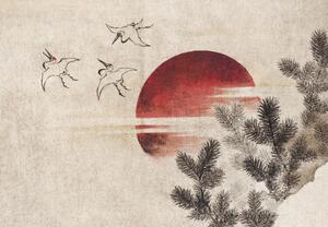 Reprodukcja Birds and sunset 1814, Katsushika Hokusai