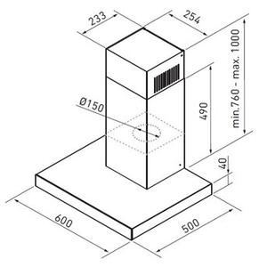 Okap GLOBALO Nidaro 60.5 Czarny 546m3/h 64dB klasa B