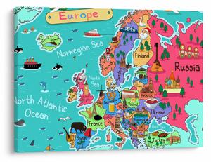 Obraz - Dziecięca mapa Europy (70x50 cm)