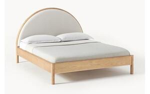 Łóżko z drewna z tapicerowanym zagłówkiem Sean