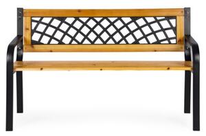 Drewniana ławka ogrodowa z ażurowym oparciem 118x52 cm parkowa MultiGarden