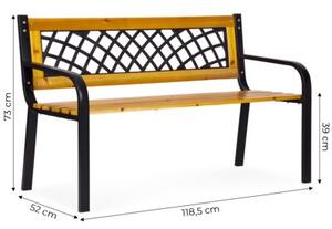 Drewniana ławka ogrodowa z ażurowym oparciem 118x52 cm parkowa MultiGarden