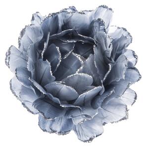 Kwiat do powieszenia z piór szaro-niebieski, 8 cm