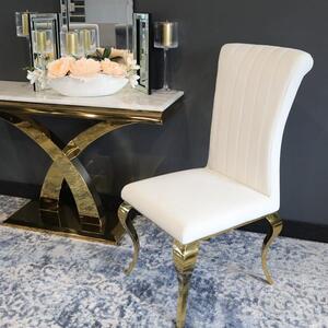 Krzesło glamour Stanley Gold White - złote krzesło tapicerowane białe