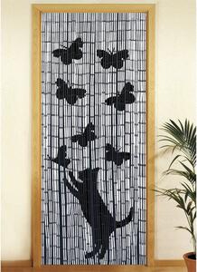 Czarno-szara bambusowa zasłona do drzwi 200x90 cm Cat and Butterfly – Maximex