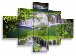 Obraz - Wodospady Huay Mae Khamin, Kanchanaburi, Tajlandia (125x70 cm)