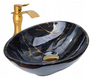 Umywalka nablatowa Estiva EBA Marmo Black Gold marmur czarna złote żyłki 41,5x34x14 cm 1 szt