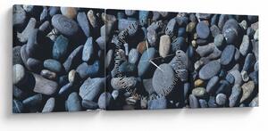 Obraz kamyków z plaży (z zegarem) (90x30 cm)