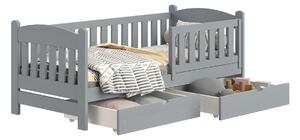 80x180 Łóżko dziecięce drewniane Alvins z szufladami - szary