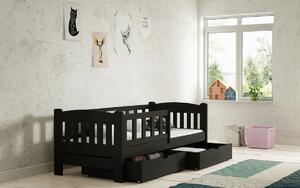 80x180 Łóżko dziecięce drewniane Alvins z szufladami - czarny