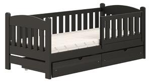 80x180 Łóżko dziecięce drewniane Alvins z szufladami - czarny