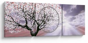 Czerwony obraz drzewa (z zegarem) (90x30 cm)
