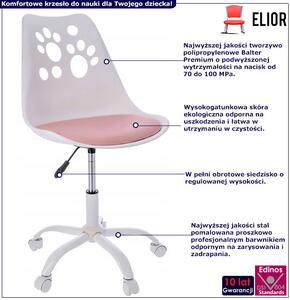 Biało-różowe krzesło obrotowe dla dzieci - Fiti 3X