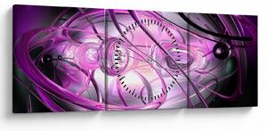 Obraz pięknej fioletowej abstrakcji (z zegarem) (90x30 cm)