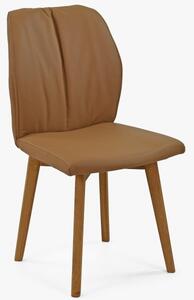 Skórzane krzesło do jadalni z dębowymi nogami Bivio