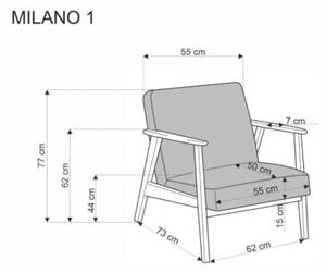 Fotel tapicerowany MILANO 1S szary/orzech