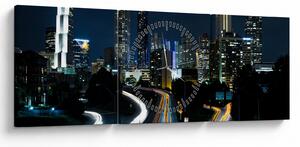 Obraz nocnej metropolii (z zegarem) (90x30 cm)