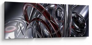 Obraz szarej abstrakcji (z zegarem) (90x30 cm)