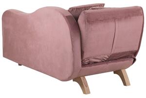 Szezlong lewostronny rozkładany z pojemnikiem poduszkami welurowy różowy Meri Beliani