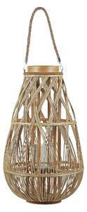 Bambusowy lampion dekoracyjny 56 cm na świeczkę pleciony jasne drewno Tonga Beliani