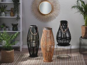 Dekoracyjny lampion latarnia bambusowy 72 cm świeca jasne drewno czarny Tahiti Beliani