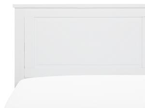 Łóżko drewniane 180x200 cm ze stelażem i zagłówkiem białe Olivet Beliani