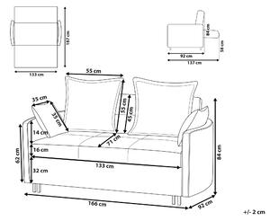 Sofa rozkładana dwuosobowa z funkcja spania poduszkami jasnoszara Hovin Beliani