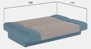 Rozkładana sztrusztowa Sofa RUBY + 2 poduszki za darmo szaro-niebieska