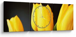 Obraz tulipanów (z zegarem) (90x30 cm)