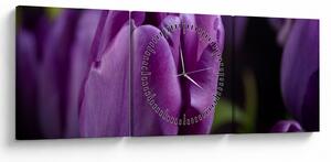 Obraz kwiatów tulipanów (z zegarem) (90x30 cm)
