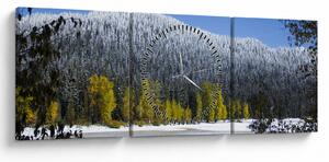 Obraz - ośnieżone góry zimą (z zegarem) (90x30 cm)