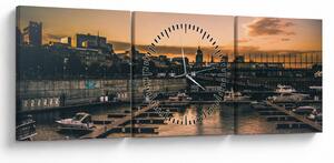 Obraz - miasto portowe (z zegarem) (90x30 cm)
