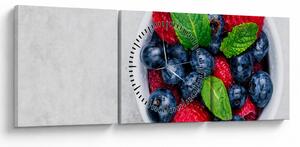 Obraz- miska z leśnymi owocami (z zegarem) (90x30 cm)