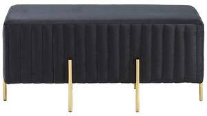Glamour ławka tapicerowana welurowa 93 cm złote metalowe nogi czarna Dayton Beliani