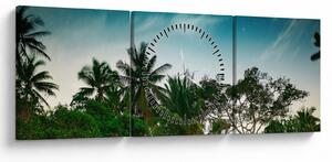 Obraz - palmy (z zegarem) (90x30 cm)