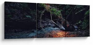 Obraz górskiej rzeki (z zegarem) (90x30 cm)