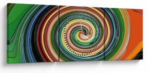 Abstrakcyjny obraz - kolorowa spirala (z zegarem) (90x30 cm)