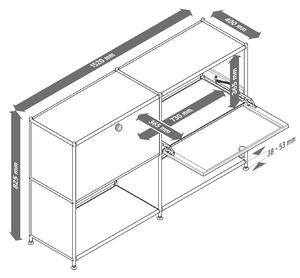 Metalowa szafka typu sideboard »CN3« z 2 klapami