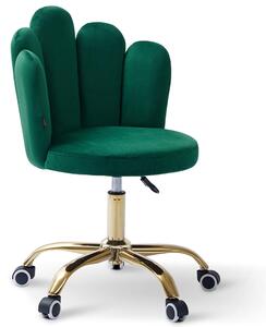MebleMWM Krzesło obrotowe muszelka zielone DC-6092S Złote nogi, Welur, Glamour