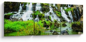 Obraz - wodospady (z zegarem) (90x30 cm)
