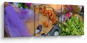Obraz - letni piknik (z zegarem) (90x30 cm)