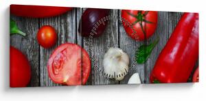 Obraz warzyw (z zegarem) (90x30 cm)