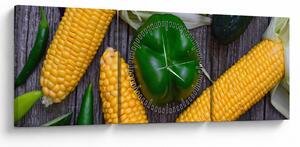 Obraz warzyw (z zegarem) (90x30 cm)