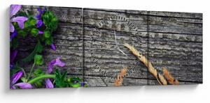 Obraz - kwiaty polne (z zegarem) (90x30 cm)