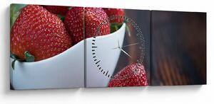 Obraz truskawek (z zegarem) (90x30 cm)