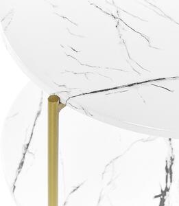 Nowoczesny stolik kawowy ława do salonu z półką efekt marmuru biało-złoty Reva Beliani